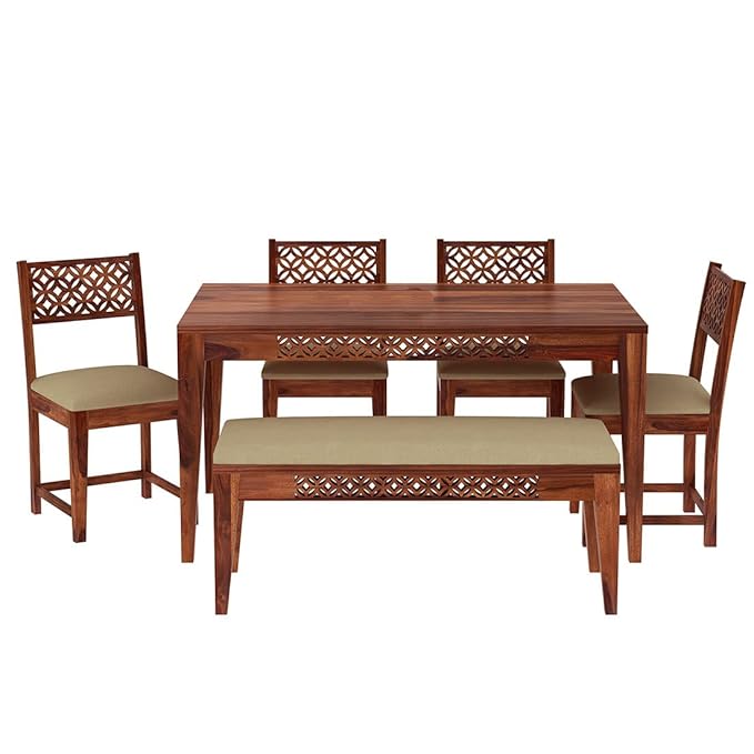 Ramdoot Furniture Solid Sheesham Wood Dining Table Set 4 Seater